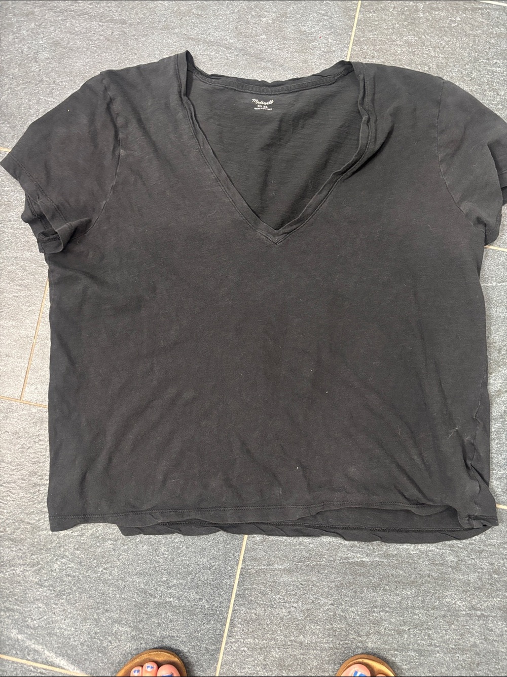 Madewell Washed Black V-Neck Short Sleeve Tee